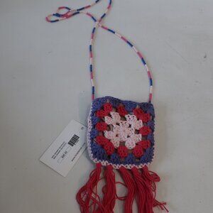 NWT Womens Regina Pink, Purple Crochet Mini Granny Square Pouch Bag
